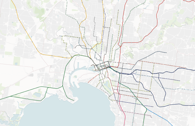 Tram and train routes & stops